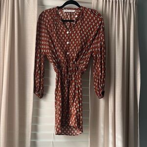 Christy Dawn Rust Floral Midi Dress – Deadstock Fabric, Size Small
